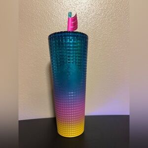 Starbucks Summer 2023 Tim Singleton Pride Rainbow Grid 24oz Cold Cup Tumbler NEW